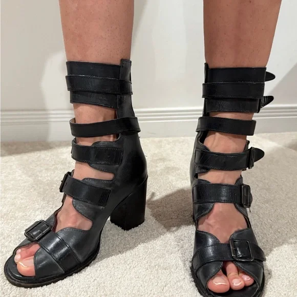 Freebird Bond by Steven Black Buckle Up Boots 10 Leather Whitewash - Picture 4 of 7